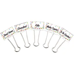 Confetti Binder Clips, Large, Classroom Management, Pack of 5
