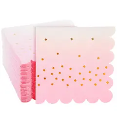 100 Pack Cocktail Napkins for Girl Baby Shower, Wedding, Birthday Party (5 x 5 in, Ombre Pink) Multicolor