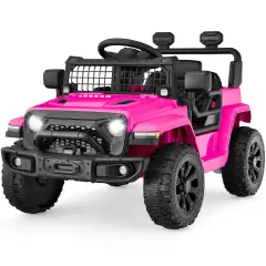 Best Choice Products 6V Kids Ride-On Truck Car w/ Parent Remote Control, 4-Wheel Suspension, LED Lights Hot Pink