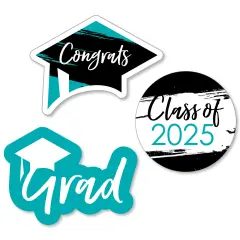 Big Dot of Happiness Teal 2025 Graduation Party - DIY Shaped Cut-Outs - 24 Count