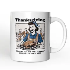 Thanksgiving Family Dysfunction Retro Mug, Funny Sarcastic Humor Gift