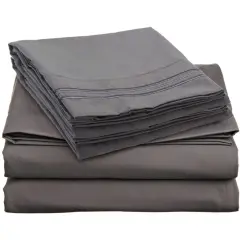 4-Piece King Sheet Set Microfiber Bedding with Elastic Deep Pocket Fitted Sheet and Fade Resistant Grey