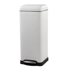 Stainless Steel Retro Step-On Trash Can with Liner 8 Gallon White