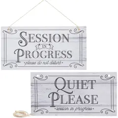 Stockroom Plus Hanging Door Sign for Therapist, Quiet Please Session in Progress (5 x 10 in, 2 Pack) White
