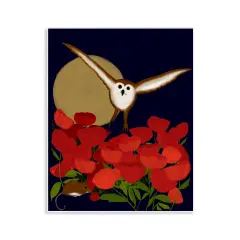 Stupell Industries Owl over Poppy Field Wall Plaque Art Design by Michelle Ingari Designs