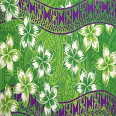 1 Pieces Plumeria Double Border Polyester Sarong, Tropical Beach Wrap 70" x 44.5" Lime Green