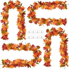 4 Pack Fall Garland Maple Leaf, Hanging Vine Garland Artificial
