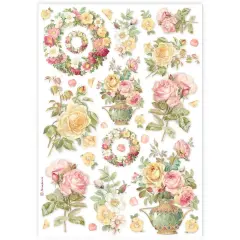 Stamperia Rice Paper Sheet A4-Garlands And Roses