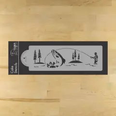 Gone Fishing Cake Stencil | C848 by Designer Stencils | Cake Decorating Tools |