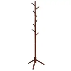 Heights Adjustable Wooden Coat Rack with 8 Hooks Brown