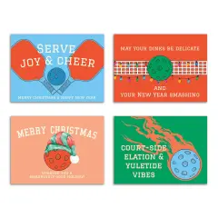 Pickleball Christmas Greeting Cards Boxed Set of 24 Holiday Notecards Featuring Fun Pickleball-Themed Designs and Puns, Perfect for Pickleball Players and Fans