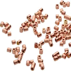 The Beadsmith Tube Crimp Beads, Gold Color, Uniform Cylindrical Shape, No Sharp Edges, Designed to Secure the Ends of Jewelry Stringing Wires and Cables Cop1.5mmx1.5mm100pcs