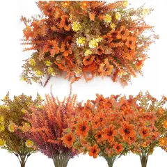 16PCS Fall Artificial Flowers - Orange Mums