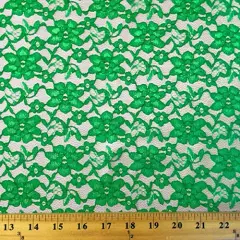 1 Yard Kelly Green Raschel Lace Fabric 100% Polyester French Floral for Dresses, Bridal & D&eacute;cor 60&Prime; Wide