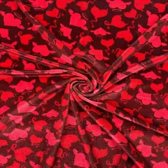 1 Yard Devil Heart Print Stretch Velvet Fabric for Costumes Leggings Dancewear Streetwear