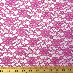 1 Yard Magenta Raschel Lace Fabric 60" Wide 100% Polyester French Floral Lace for Bridal & Evening Wear