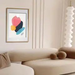 Oak Effect Frame with Mount, 24x36" &ndash; Horizontal/Vertical, No-Nail Hanging!