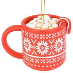 Tree Buddees Hot Cocoa Christmas Ornament Red Mug with Marshmallows & Candy Cane Hot Chocolate