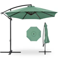 Best Choice Products 10ft Offset Hanging Outdoor Market Patio Umbrella w/ Easy Tilt Adjustment Seaglass