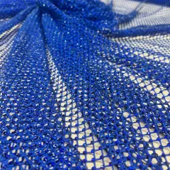 1 Yard Diamond Fishnet Fabric 4-Way Stretch Lace, Soft Nylon-Spandex Blend, 58" Width Royal Blue