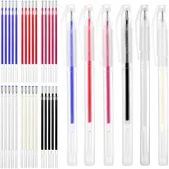 36Pcs Heat Erasable Pens for Fabric, Includes 6Pcs Fabric Pens with 30 Refills, 0.5mm Fabric Markers for Sewing, Assorted Colors Embroidery Pen for Quilting Sewing Diy Dressmaking Accessories