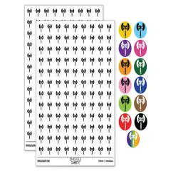 Battle Axe Dwarven Fantasy Weapon 200+ 0.50" Round Stickers Rainbow