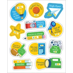 IXL 72 Superstar Shout-Outs Stickers for Kids, 6 Sheets of Stars, School Supplies, Sports, Paper Airplane, and More Incentives for Awards, Classroom Prizes, Reward Chart, Crafts, Scrapbooking, Planner
