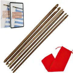 10-inch (25cm) Double Ended Tunisian Afghan Crochet Hooks Set - 6 US Sizes: A/2mm, B/2.5mm, C/2.75mm, D/3.25mm, E/3.5mm, F/3.75mm - Long Tunisian Crochet Hooks