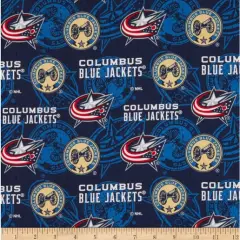 NHL Licensed Columbus Blue Jackets Tone On Tone 1199-CBJ Cotton Fabric by the Yard