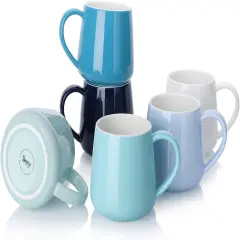 Porcelain Coffee Mugs Set of 6, 12 Ounce Coffee Cups