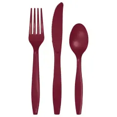 288 pc Bulk Burgundy Assorted Plastic Cutlery