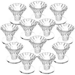 Okuna Outpost Set of 12 Glass Candlestick Holders- Small Taper Candle Holders for Wedding, Table Centerpieces, Home and Party D&eacute;cor (2.4 x 2.4 x 2.3 inches) Clear