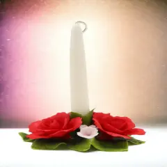 Ceramic Red Rose Flower Candle Holder, Wedding D&eacute;cor or Gift, Anniversary D&eacute;cor or Gift, Home D&eacute;cor