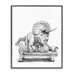 Stupell Industries Triceratops Lounging on Couch Framed Giclee By Rachel Nieman