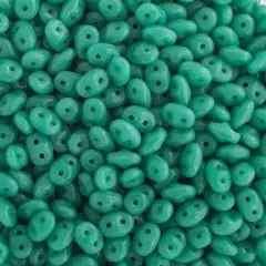 Matubo 2-Hole Czech Glass Opaque Superduo Beads, 100g Turquoise Green