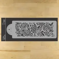 Janet's Jacobean Cake Stencil Border | C868 by Designer Stencils | Cake Decorating Tools | Baking Stencils for Royal Icing, Airbrush, Dusting Powder | Reusable Plastic Food Grade Stencil for Cakes | Easy to Use & Clean Cake Stencil