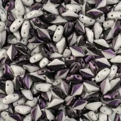 Matubo 2-Hole Czech Glass Polychrome Gemduo Beads, 50g Black RaspberryCream