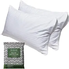 King Size Pillow Protector 2 Pack with Zipper, Soft and Breathable Cotton Pillow Protector Covers