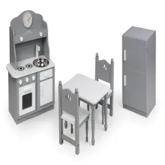 Badger Basket Kitchen Furniture Set for 18 inch Dolls - Gray/White