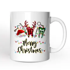 Dentist Buffalo Plaid Christmas Mug, Dental Gift