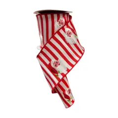 4" Embroidery Santa Face Ribbon: Red/White (10 Yards)