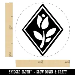 Elegent Tulip Flower in Diamond Self-Inking Rubber Stamp Crafting Planners Green