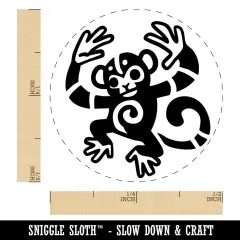 Tribal Dancing Monkey Self-Inking Rubber Stamp for Stamping Crafting Planners Sky Blue
