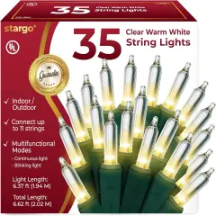 6.3 ft Clear Warm White Christmas Tree Lights