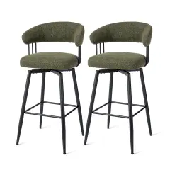 Set of 2/4 Modern Fabric Swivel Bar Stool with Tapered Black Metal Legs