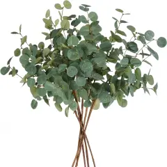 6Pcs Artificial Eucalyptus Stems Tall 24" Faux Eucalyptus Branches Fake Greenery Plants Stems for Vase Home Party Wedding Decorations
