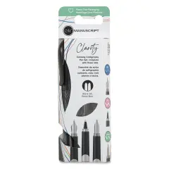 Manuscript Clarity Fountain Pen Set - Assorted Nibs, Set of 6, Strong Black