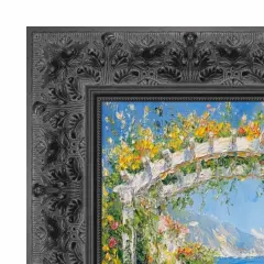 Wide Vintage Antique Black Floral Picture Frame 12x20 frame