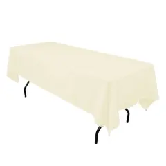 1 Yard Ivory Rectangle Washable Polyester Tablecloth 60 Inch Wide Fits 6 Foot Table