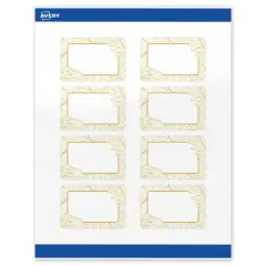 Avery Printable Rectangle Labels with Sure Feed Technology, Pre-Printed Gold Florals, Glossy White, 2" x 3", Laser & Inkjet Compatible, 80 Total, Great for Branding, Marketing, and Events